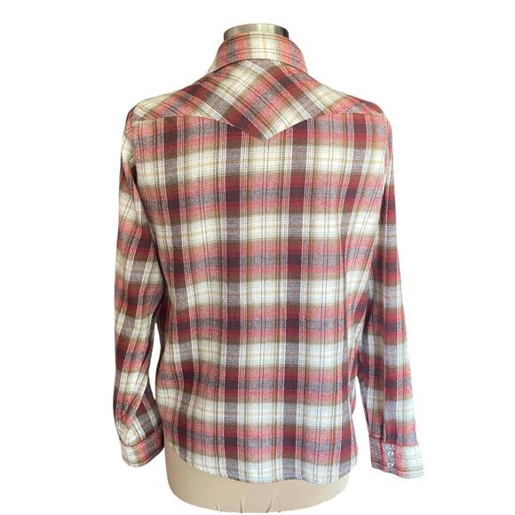 VTG Wrangler Wrancher Plaid Flannel Pearl Snap Shirt Womens XL Western Cowgirl - Picture 6 of 8